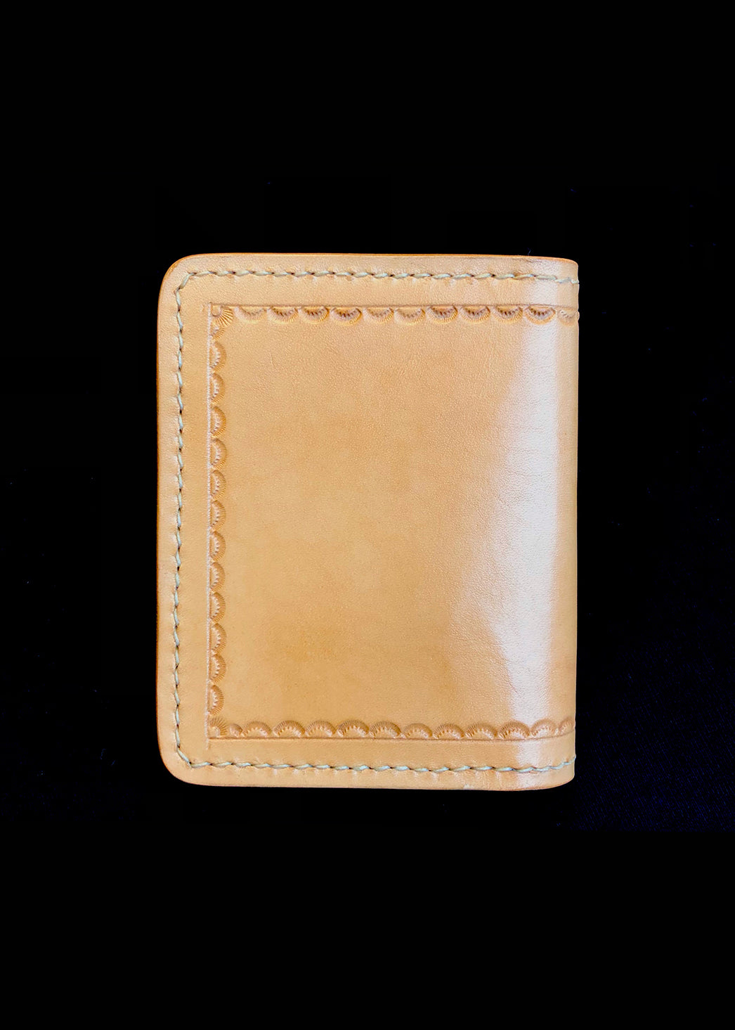 Carved Blue Bi-fold Cardholder